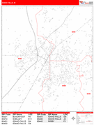 Idaho Falls Digital Map Red Line Style